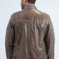 Men's Genuine Leather Perforated Jacket - Grey Biker Style