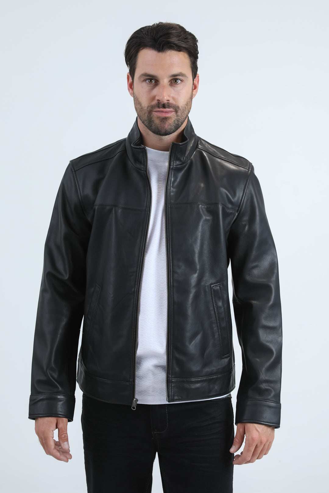 Genuine leather brown black jacket 革ジャン Mens Genuine Leather Black Jacket – Platini Fashion