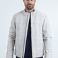 Mens Genuine Leather Quilted Bone Jacket
