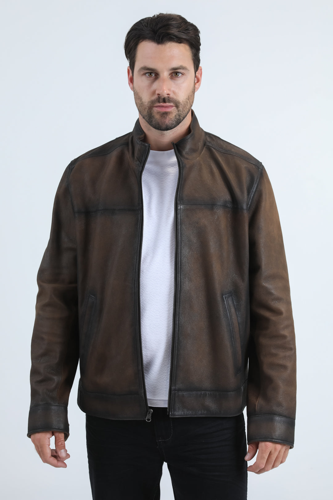 Mens Genuine Leather Brown Jacket