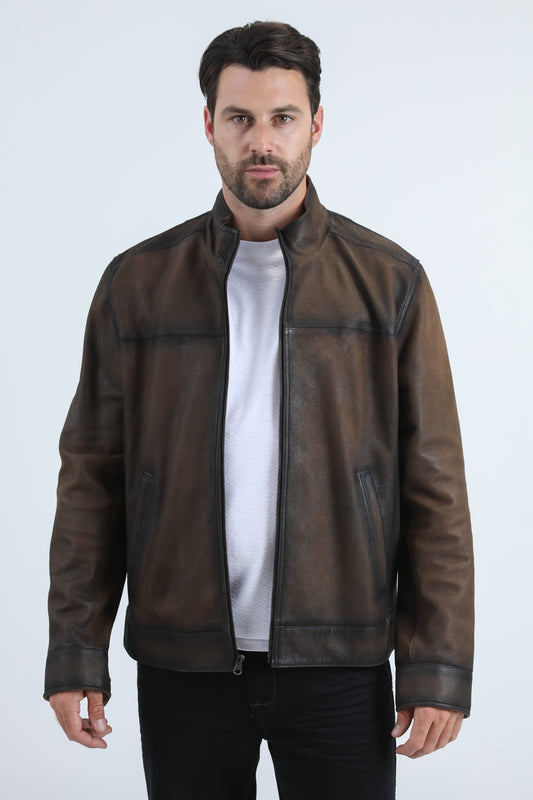 Mens Genuine Leather Brown Jacket