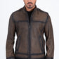 brown genuine leather quilted jacket platini