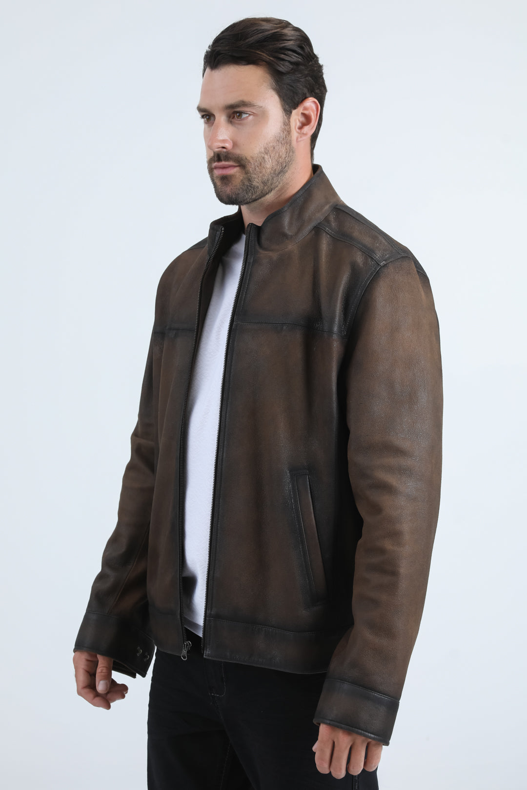 Mens Genuine Leather Brown Jacket