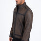 brown genuine leather quilted jacket platini