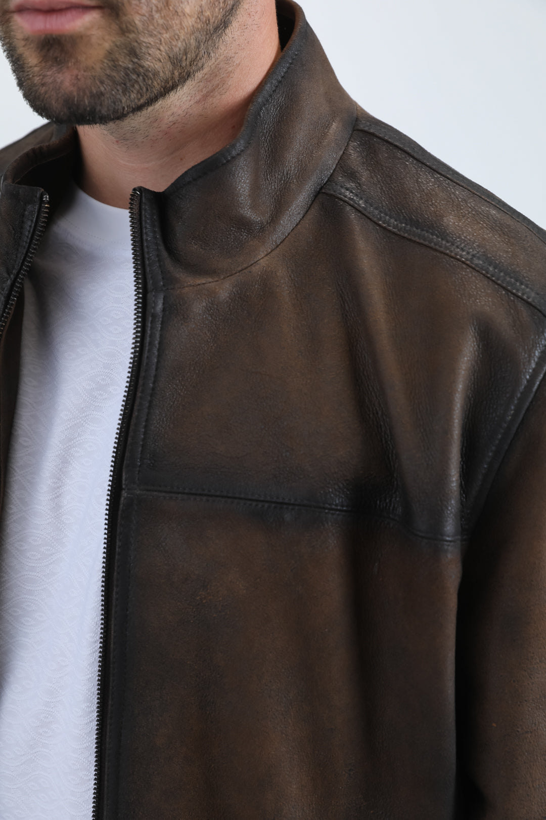Mens Genuine Leather Brown Jacket