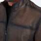 brown genuine leather quilted jacket platini