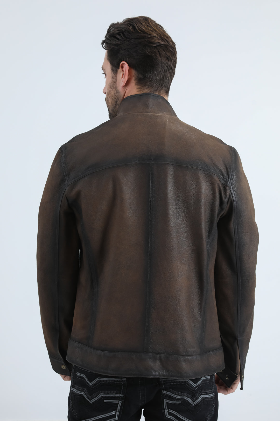 Mens Genuine Leather Brown Jacket