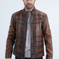Mens Genuine Leather Quilted Burning Brown Jacket