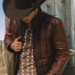 Mens Genuine Leather Quilted Burning Brown Jacket