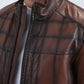 Mens Genuine Leather Quilted Burning Brown Jacket