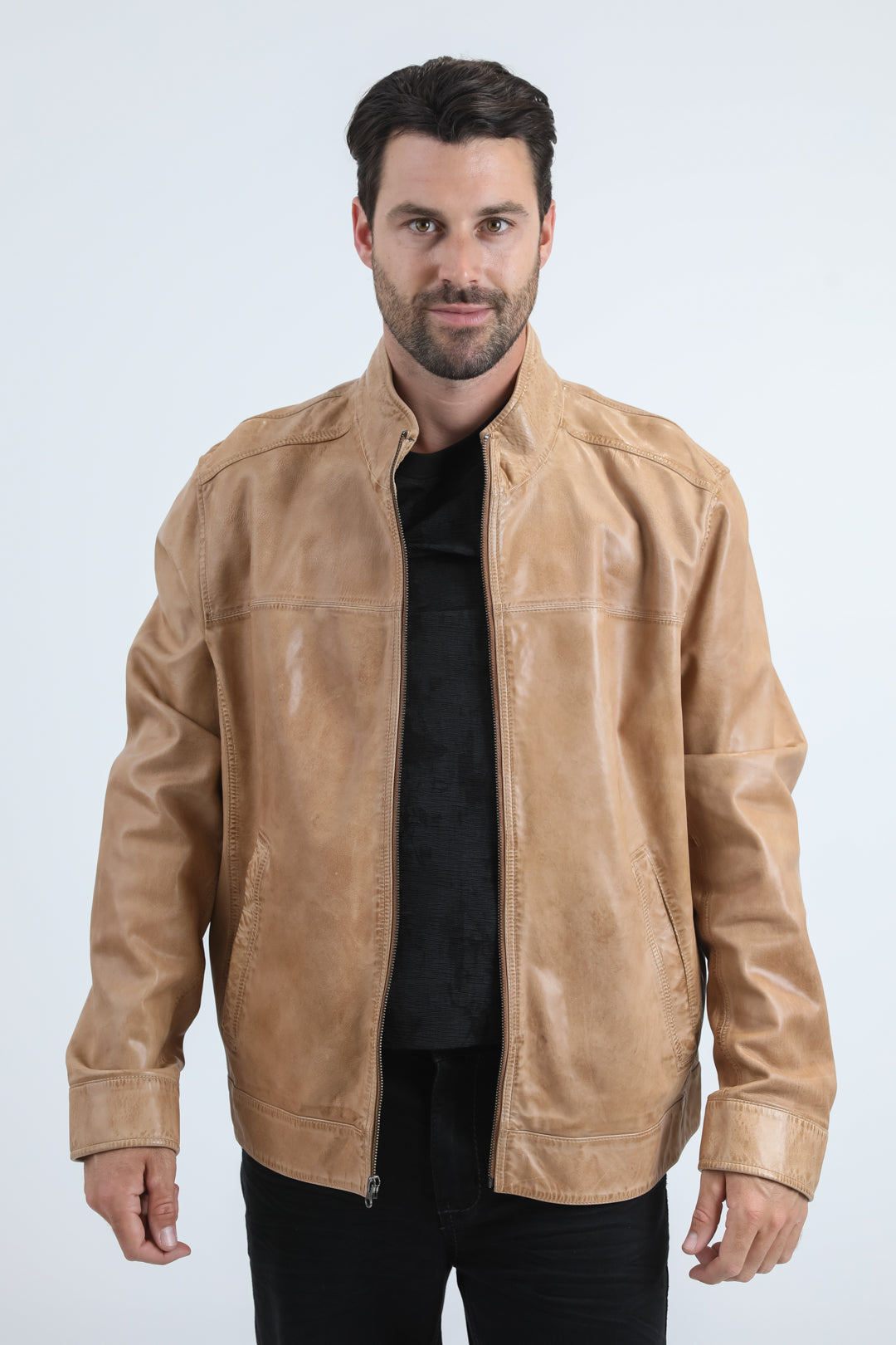 Mens Genuine Leather Pug Jacket