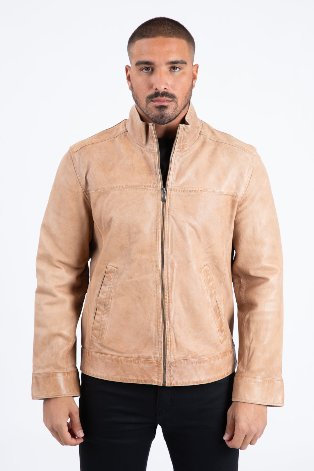 pug genuine leather quilted jacket platini