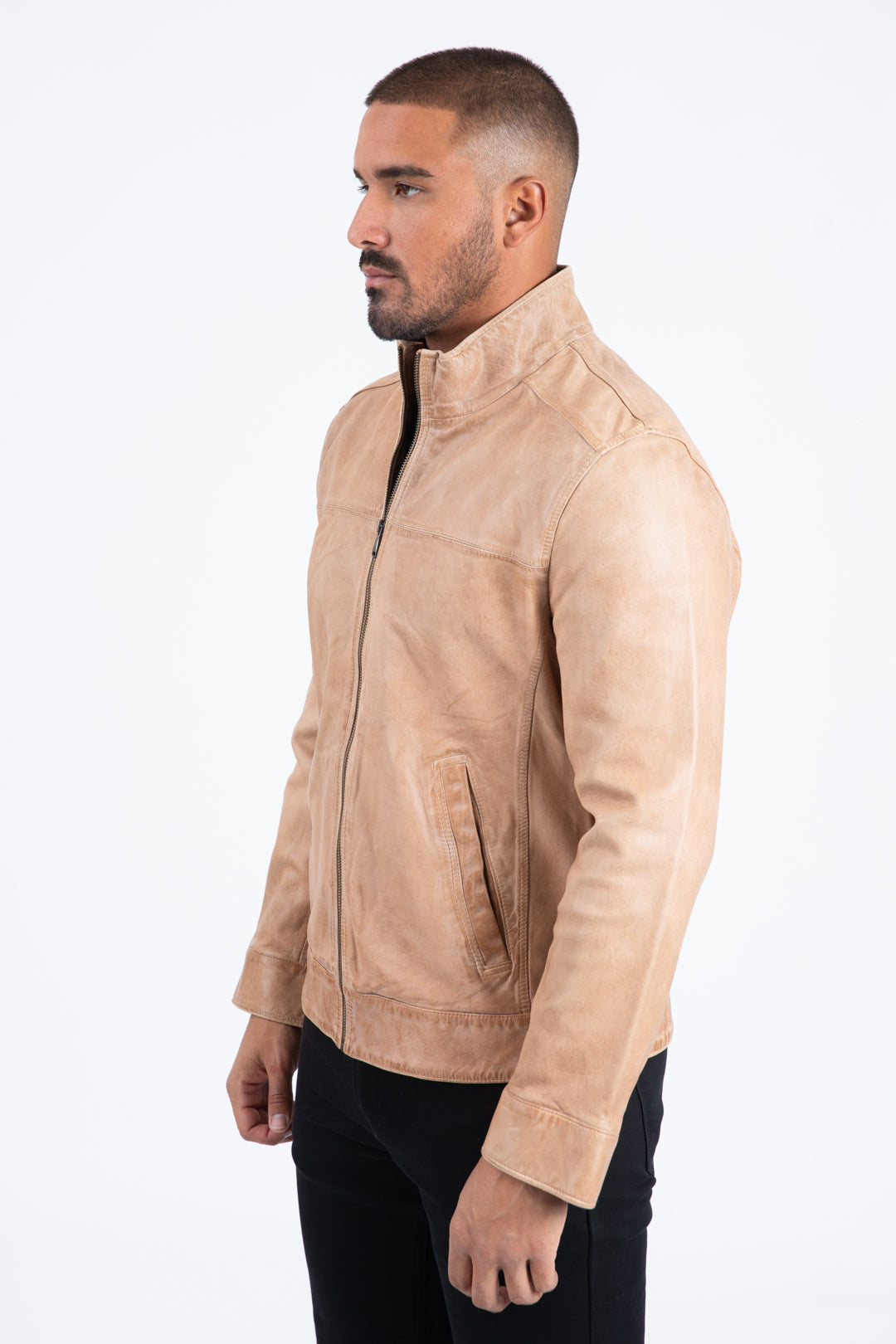 pug genuine leather quilted jacket platini