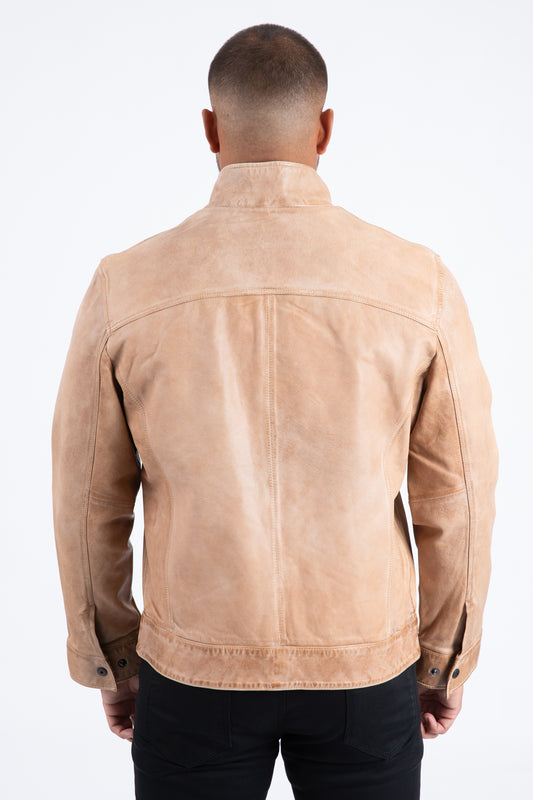 pug genuine leather quilted jacket platini back