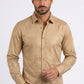 khaki geometric patchwork foil shirt men platini front