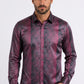 burgundy gradient paisley foil shirt men platini front