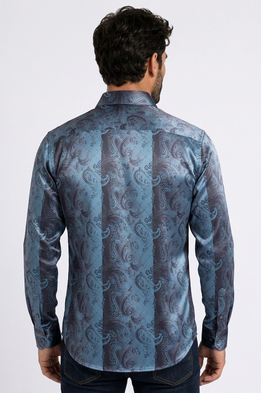 teal gradient paisley foil shirt men platini side