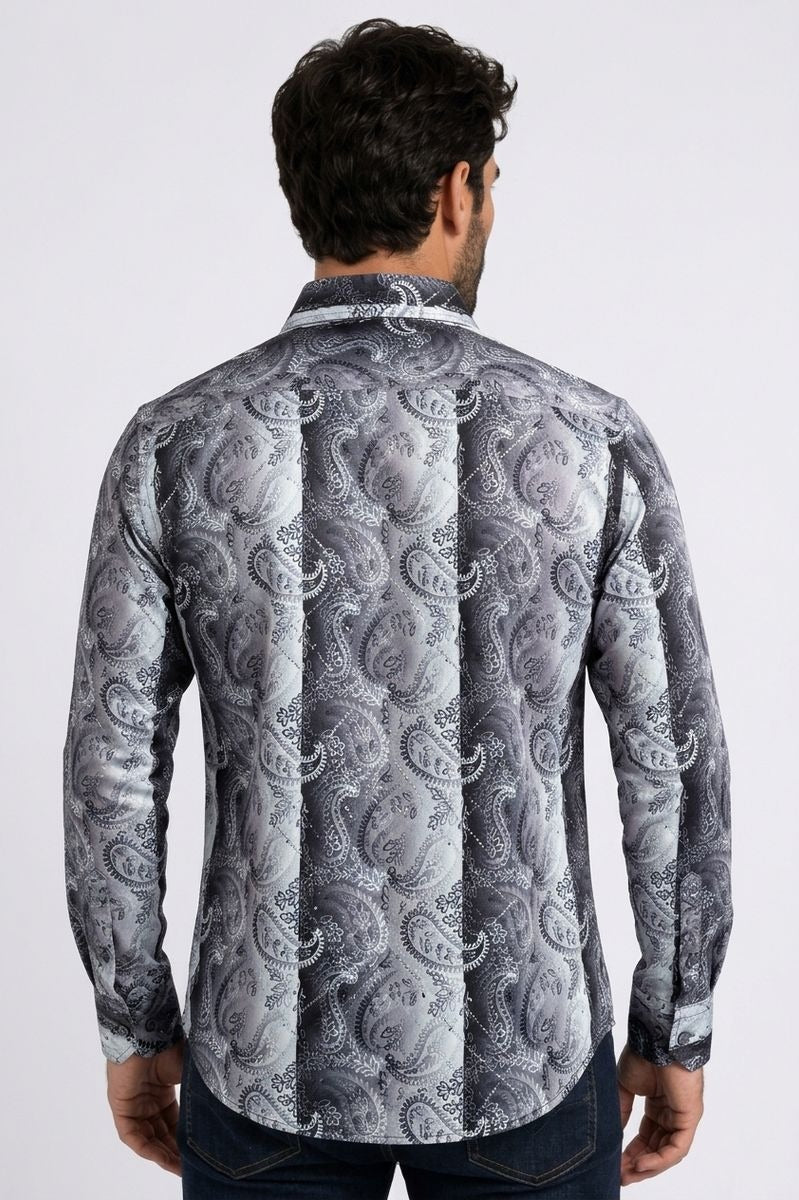 white gradient paisley foil shirt men platini side