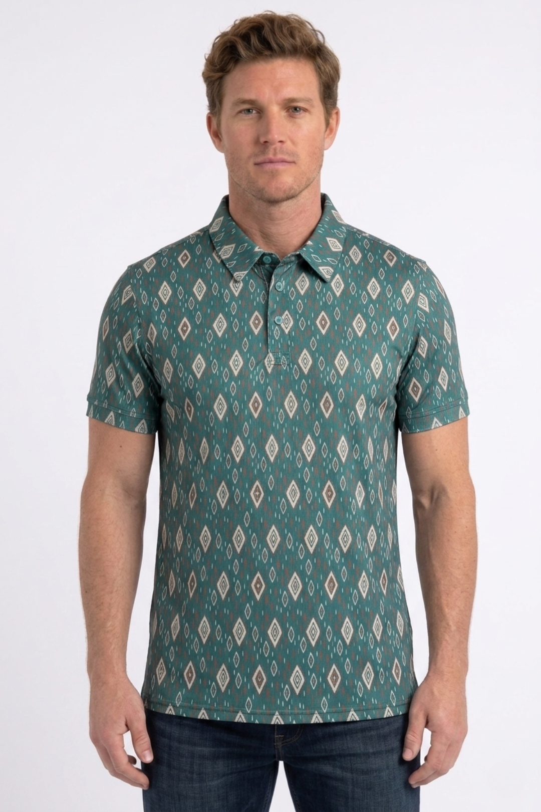green full aztec diamond polo men platini front