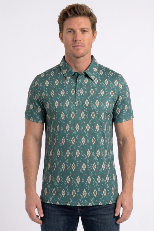 green full aztec diamond polo men platini front