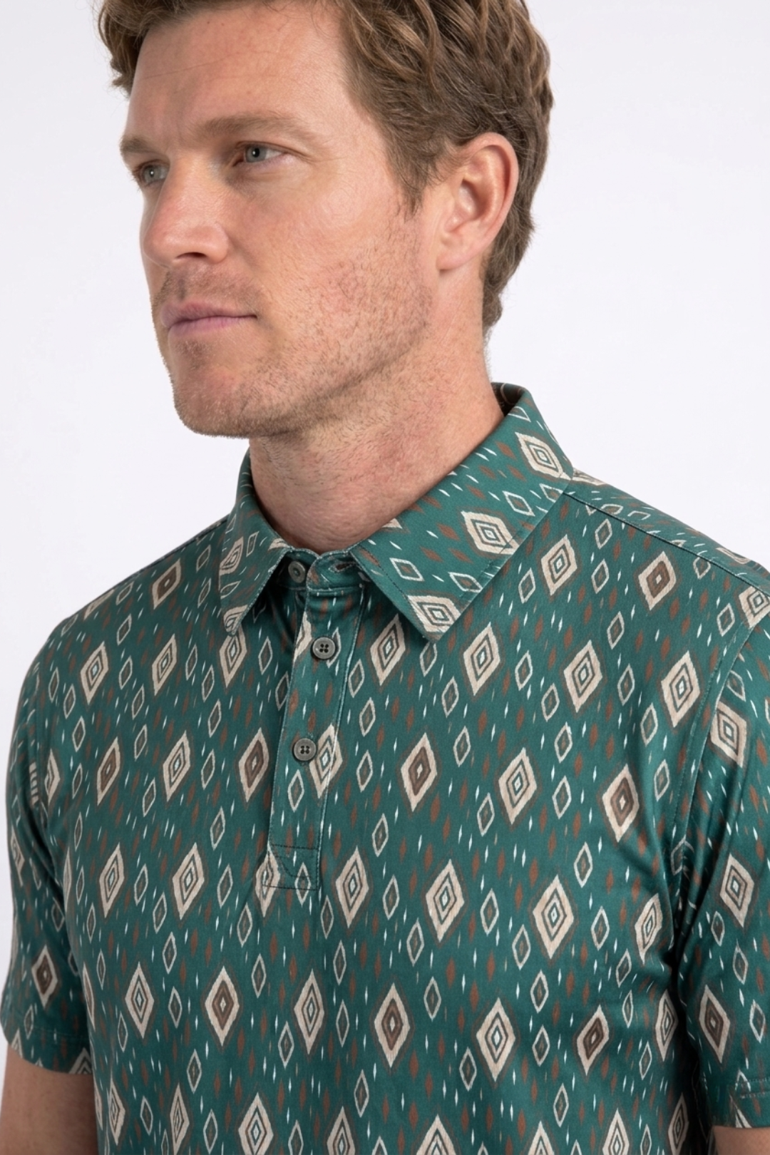 green full aztec diamond polo men platini side