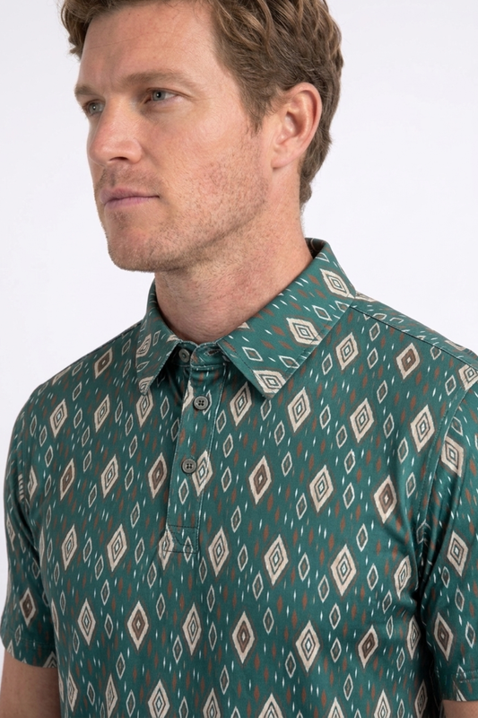 green full aztec diamond polo men platini side