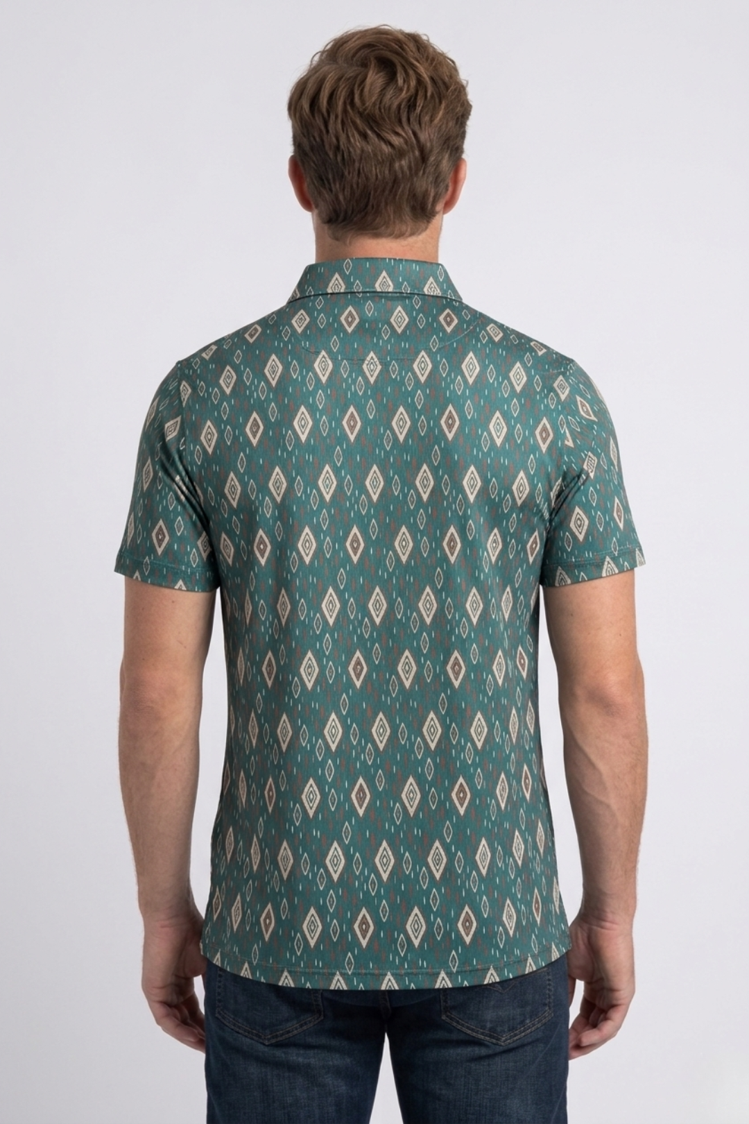 green full aztec diamond polo men platini back