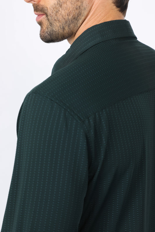 green modern fit stretch dress shirt men platini back