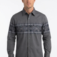 gray aztec band western shirt men platini front