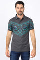 Men's Grey Aztec Panoramic Print Polo