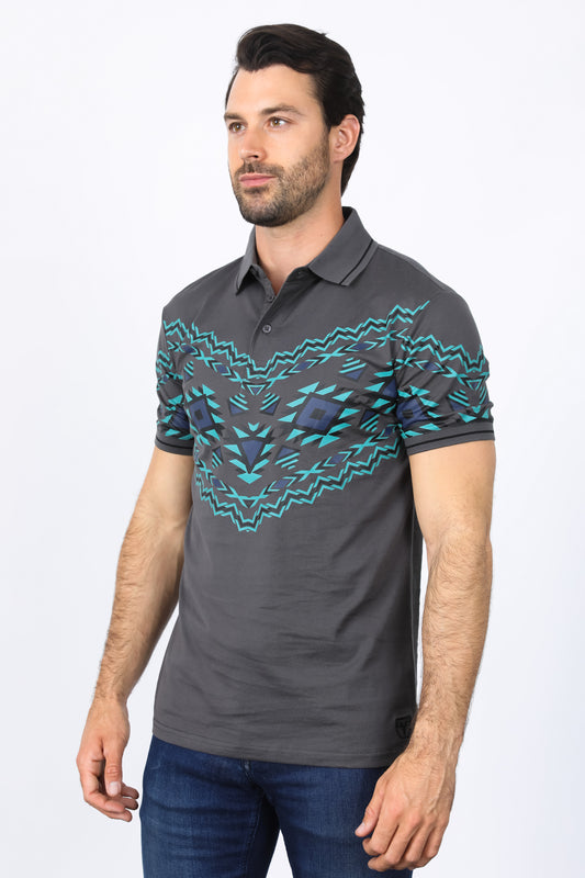 grey aztec diamond band polo men platini close-up