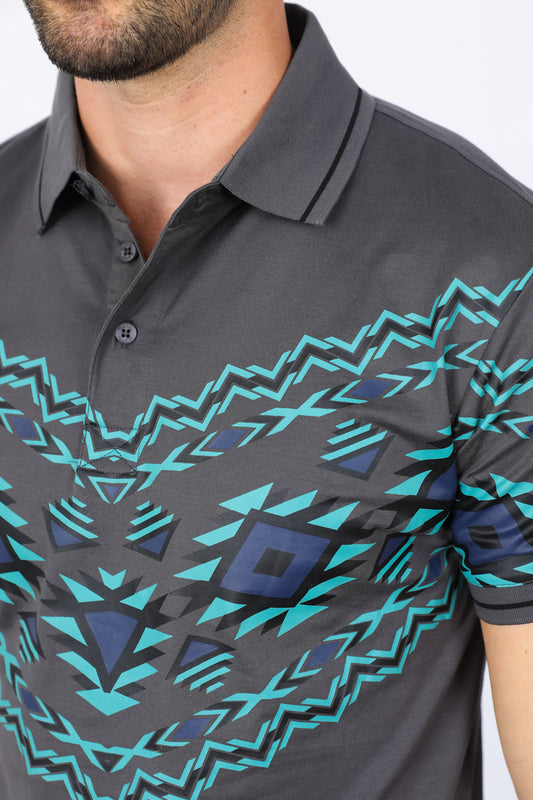 grey aztec diamond band polo men platini back
