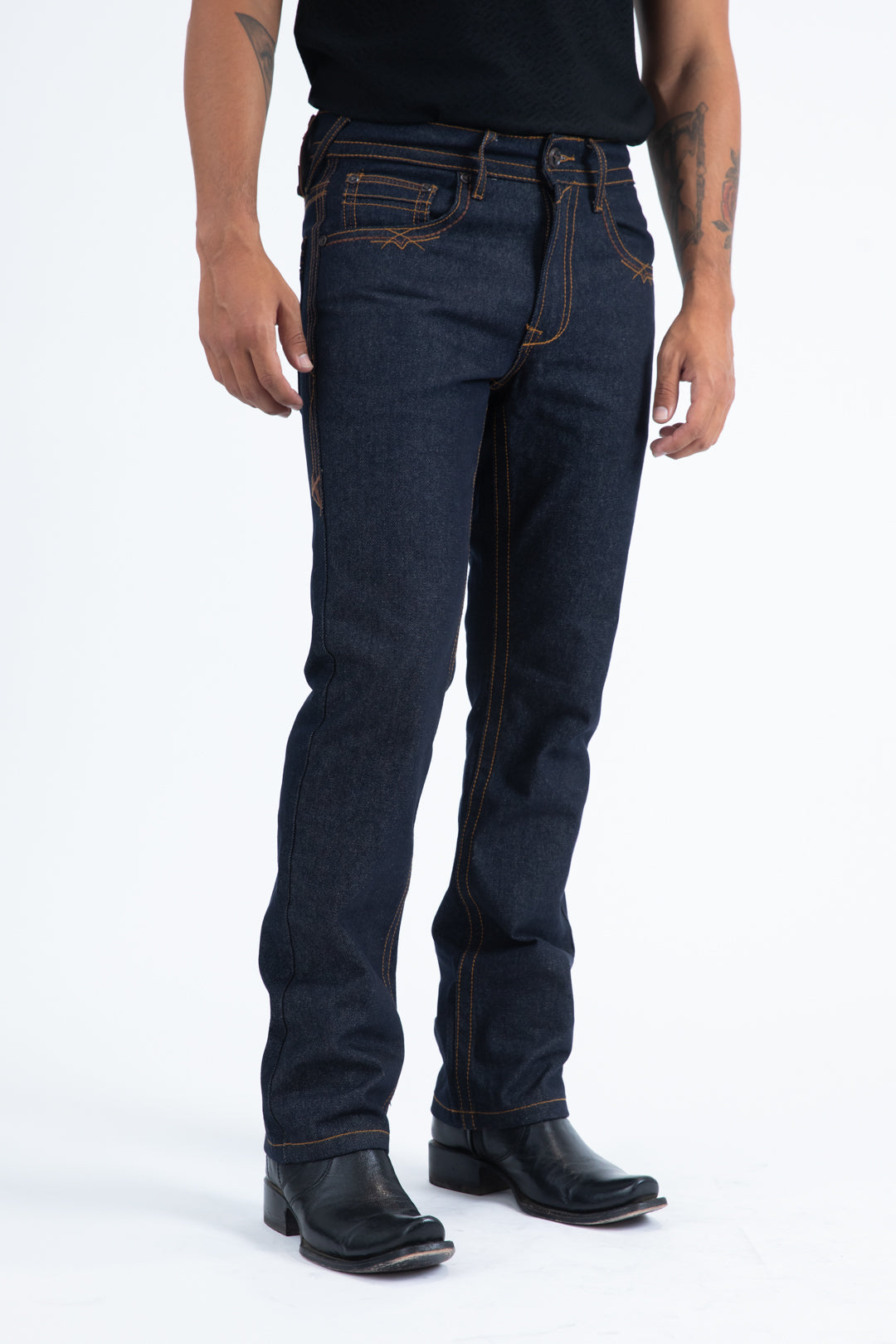 dark blue boot cut jean men holt platini