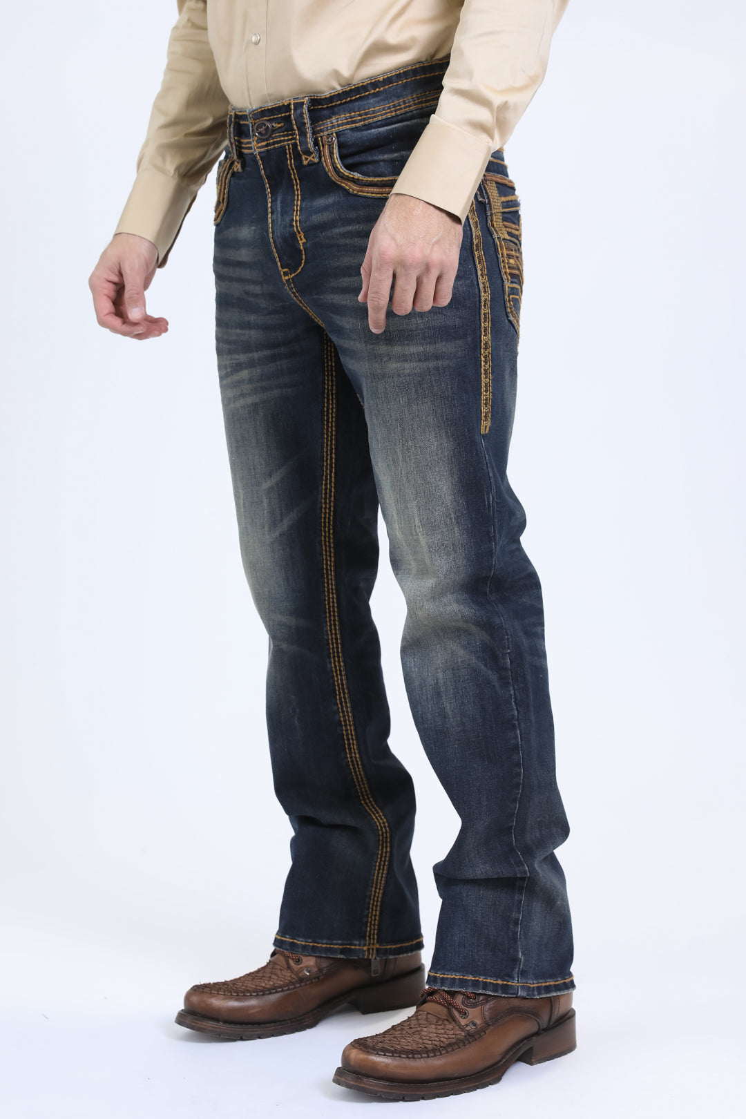 Holt Men's Dark Stone Slim Boot Cut Jeans