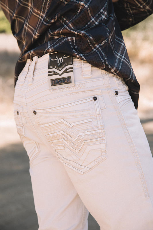 Holt Men's White Slim Boot Cut Jeans