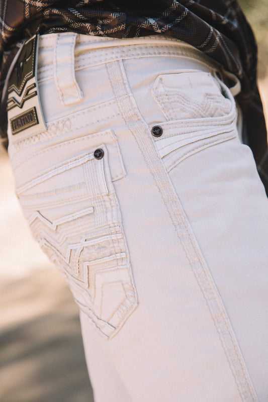 off white slim boot cut jean men holt platini