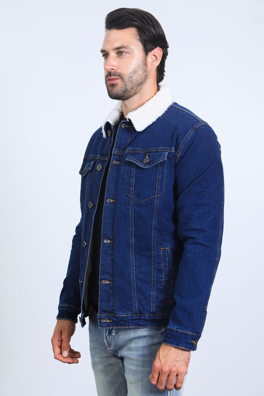 indigo sherpa lined denim jacket platini side