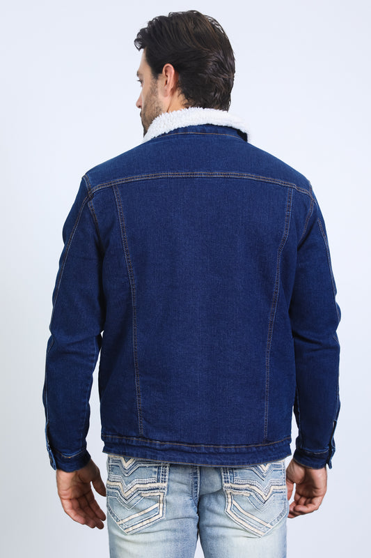 indigo sherpa lined denim jacket platini