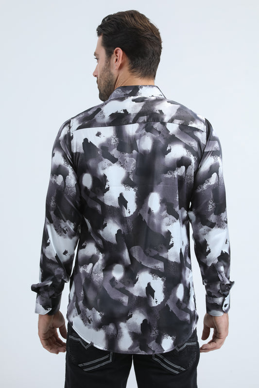 black abstract jacquard shirt platini back