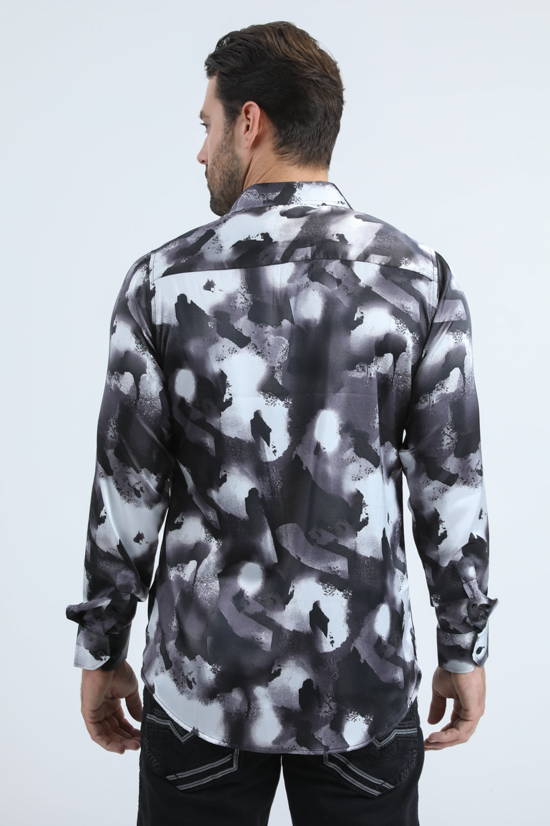 black abstract jacquard shirt platini