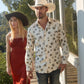 Mens Jacquard Fabric Print Modern Fit Long Sleeve White Shirt