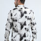Mens Jacquard Fabric Print Modern Fit Long Sleeve White Shirt