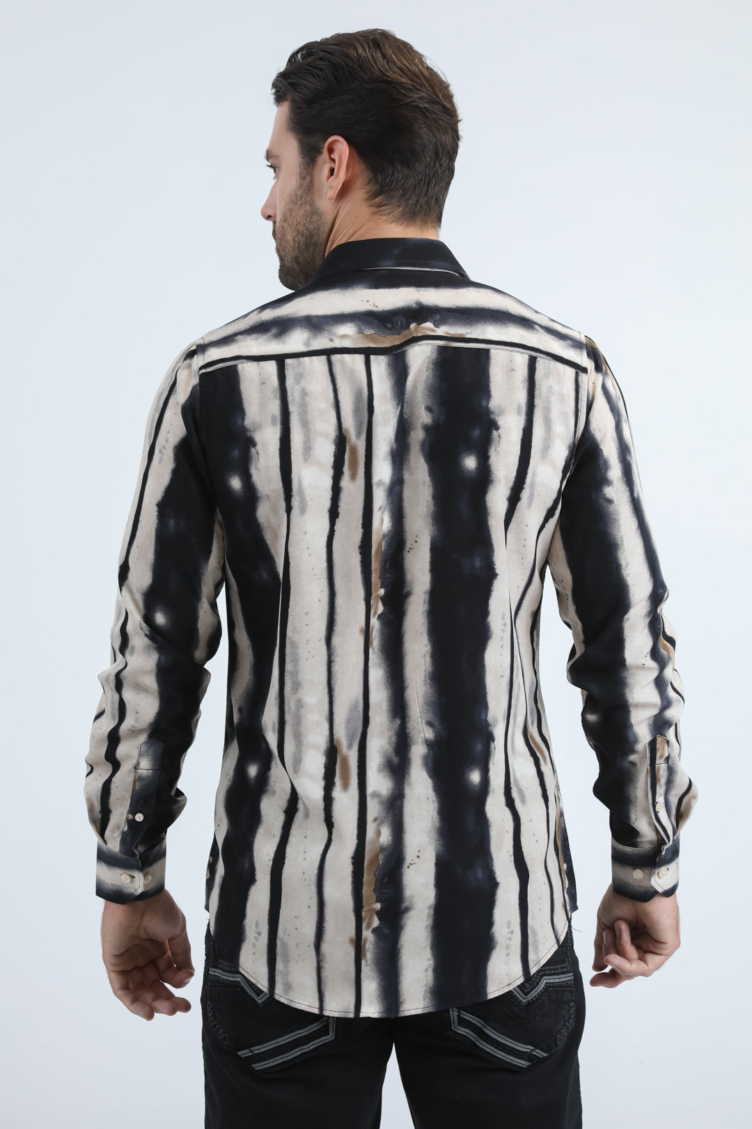 white vertical abstract jacquard shirt platini