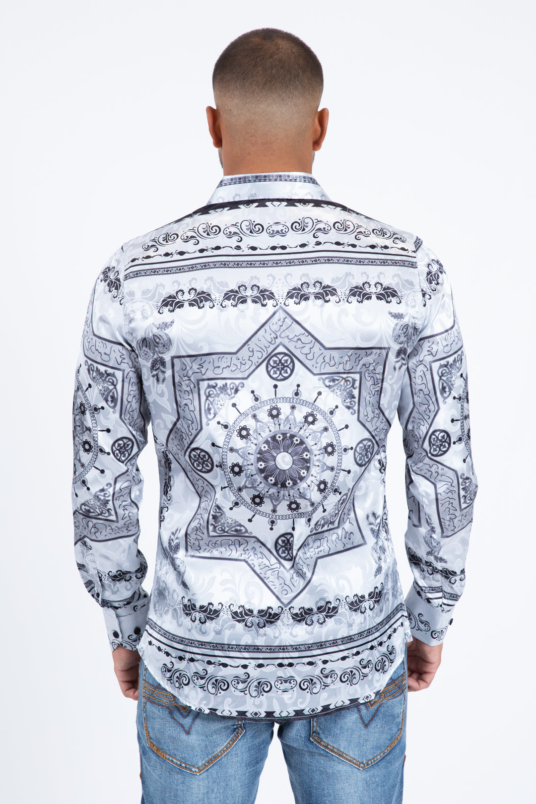 black/grey geometric baroque panel shirt platini