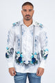 Men's Jacquard Modern Fit Floral Baroque Print Shirt – White