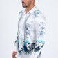 white floral baroque jacquard print shirt men modern fit