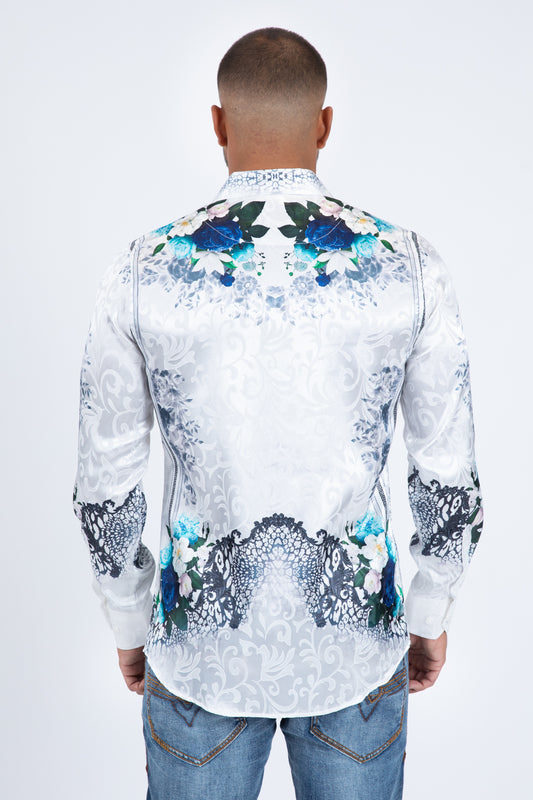 white floral baroque print shirt men back