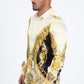 white gold baroque jacquard print shirt men modern fit black