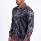 black silver baroque jacquard print shirt men modern fit