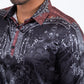 black baroque jacquard print shirt men detail